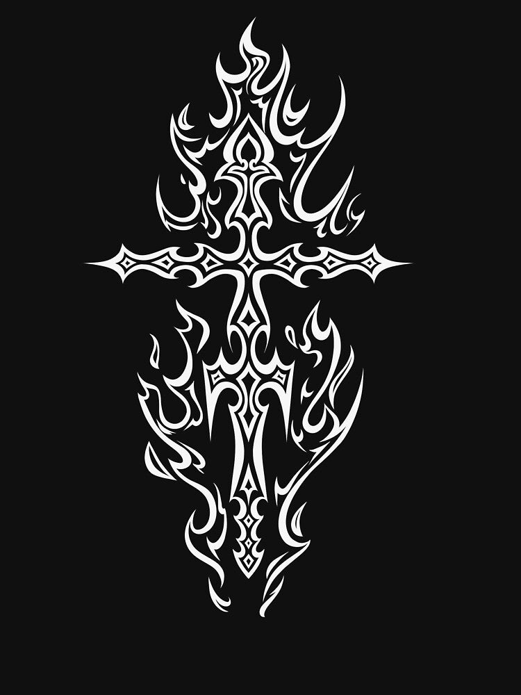 Alt Gothic Cross Mall Y2K Trad Goth Punk Grunge Fire Flames by FalkDania