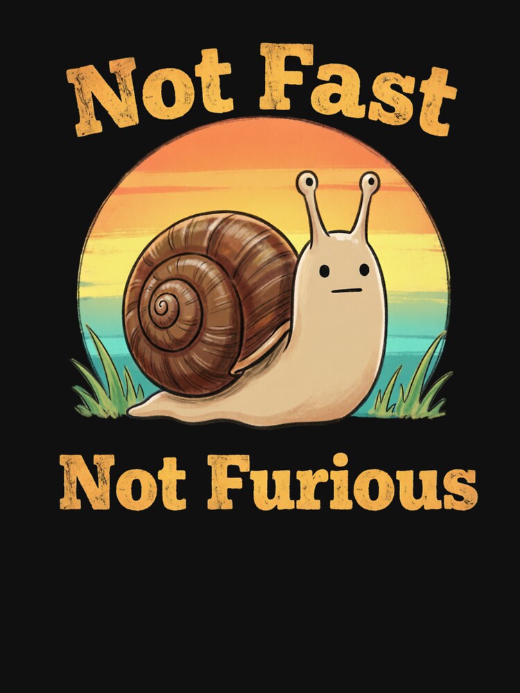 Not Fast Not Furious Funny Slow Snail Retro Sunset Gift by Zizo-DR44