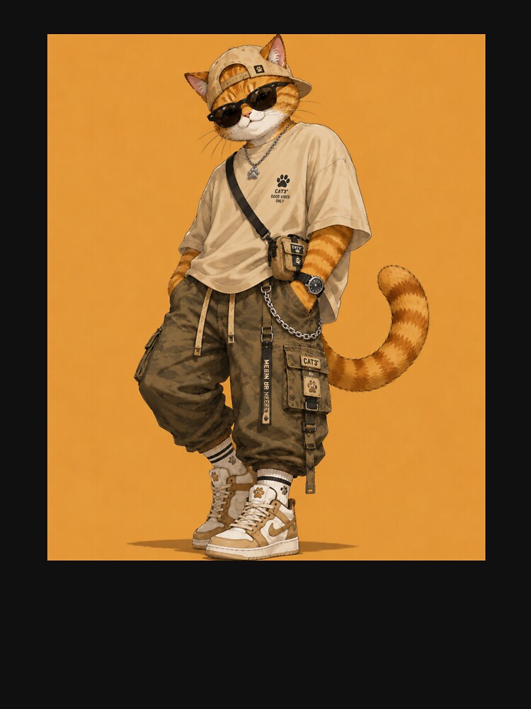 Catrio NextGen Ginger Cat Flexing Streetwear by Mindworx21