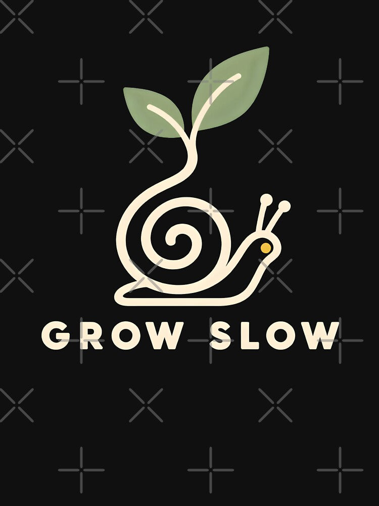 Grow Slow – Minimalist Snail and Sprout by VioVibe