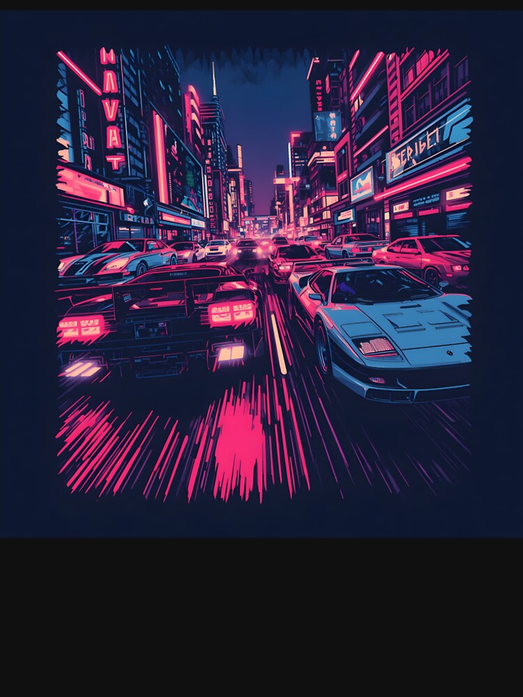 Neon Arcade Racing Retro 90s Gaming Supercar by ThePixelArchive