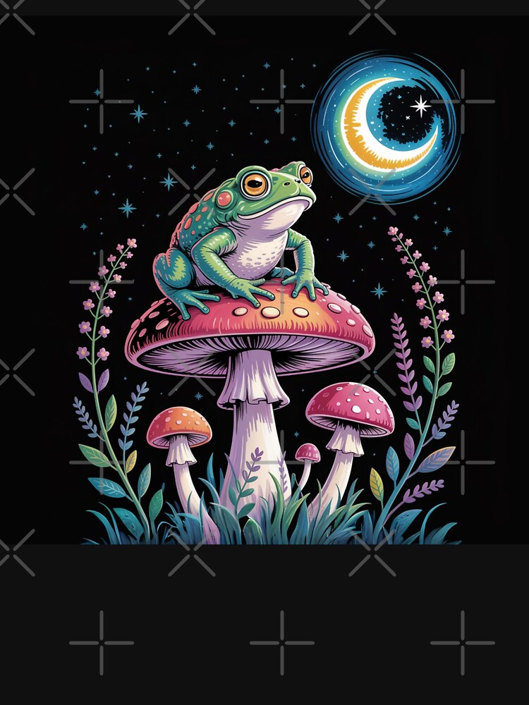 Cosmic Frog on the Mushroom – Illustrated Night Magic by FusiTink