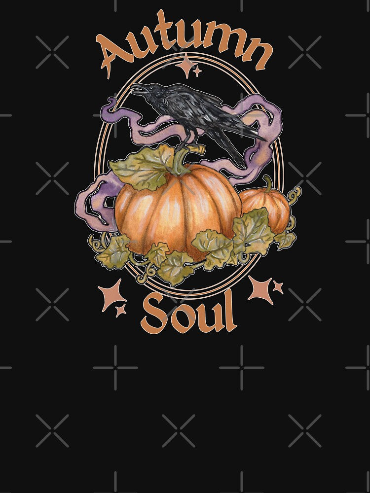 Autumn Soul Raven Pumpkin Cottagecore Whimsigoth Fall Art by esmavart