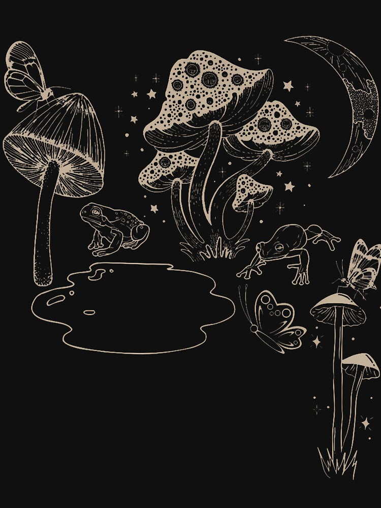 Cute Butterflies Frog Mushroom Cottagecore by sacchuedeliaf