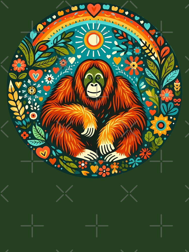 Orangutan - Hope for Wildlife Scandinavian Folk Art by heidiannemorris © by FOLK ART FUSION