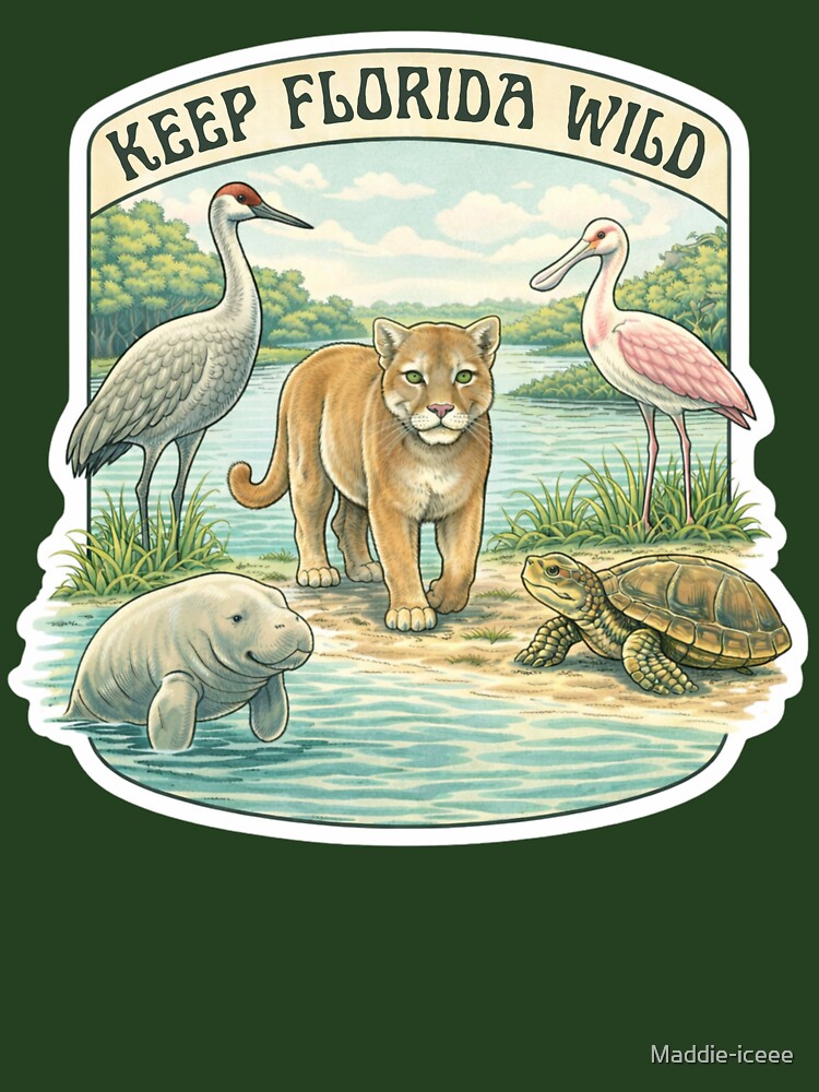 Keep Florida Wild – Vintage Inspired Florida Wildlife Illustration by Maddie-iceee