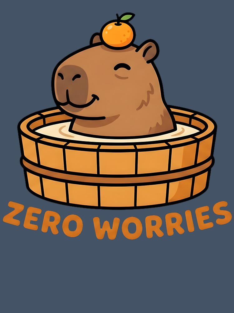 Zero Worries Capybara Relaxing in Hot Tub by webdev27