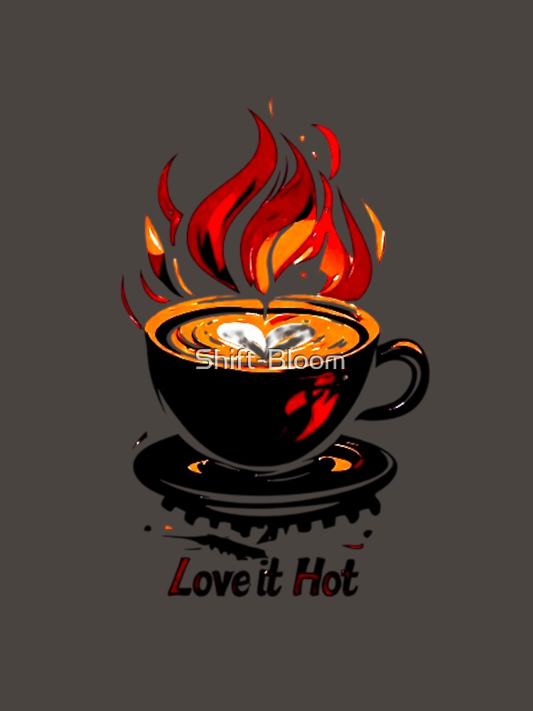 Love It Hot Coffee Logo | Mechanical Steam Gears Flame Cup Barista Design 01 by Shift-Bloom