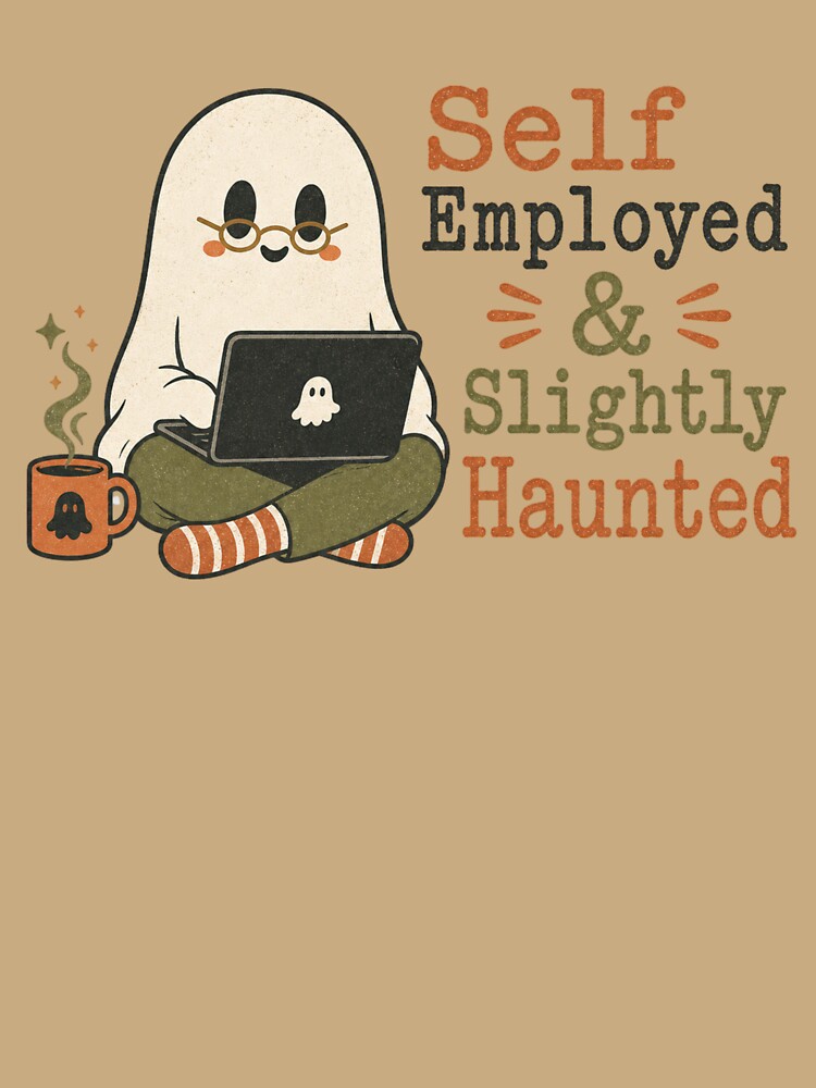Self Employed & Slightly Haunted Shirt, Vintage Ghost Comfort Colors® Tee, Funny Freelancer Halloween Graphic by TshirtsLabs