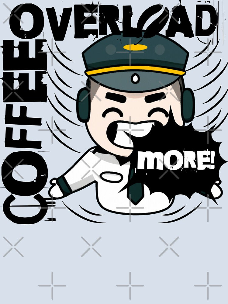 Pilot & Flight Attendant coffee overload overdose by AviationArtists