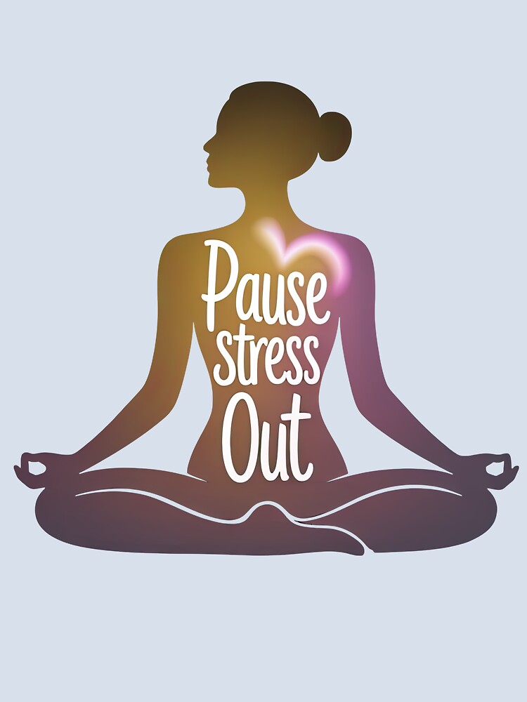 Pause Stress Out Glowing Heart Meditating Silhouette by 108stillness