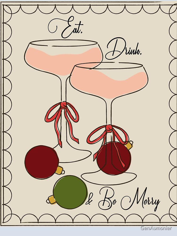 Eat Drink & Be Merry - Christmas Digital Illustration by GenAumonier