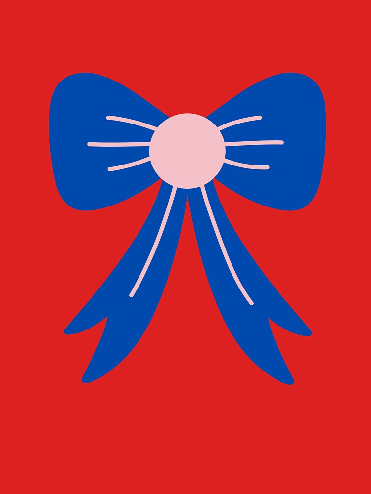 Cobalt Blue & Pink Coquette Ribbon Bow Illustration by PACS0011