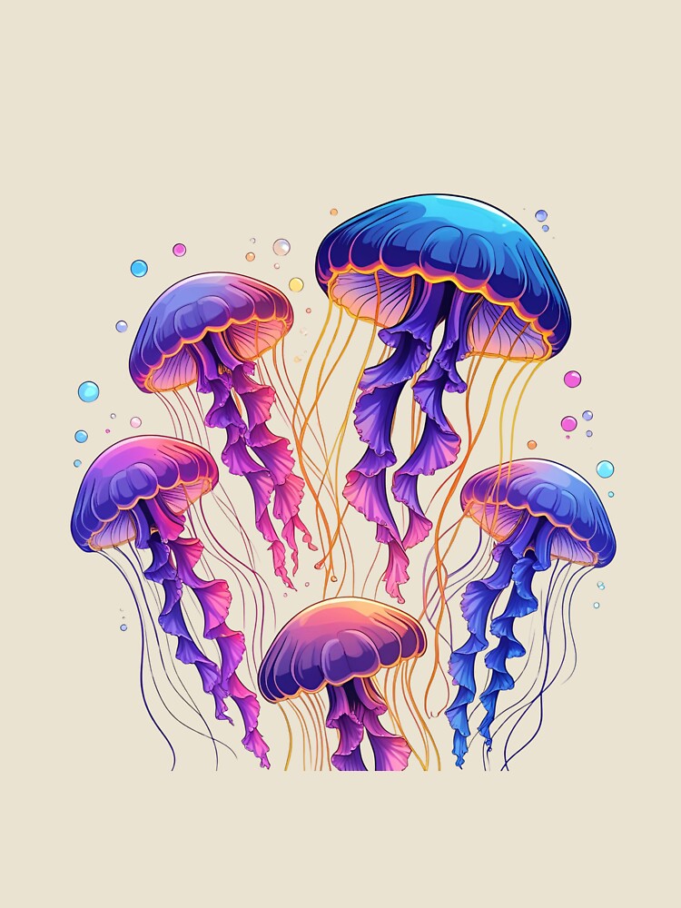 Neon Jellyfish Bloom – Glowing Jellyfish with Fluorescent Paint Splash by ColorSplash123