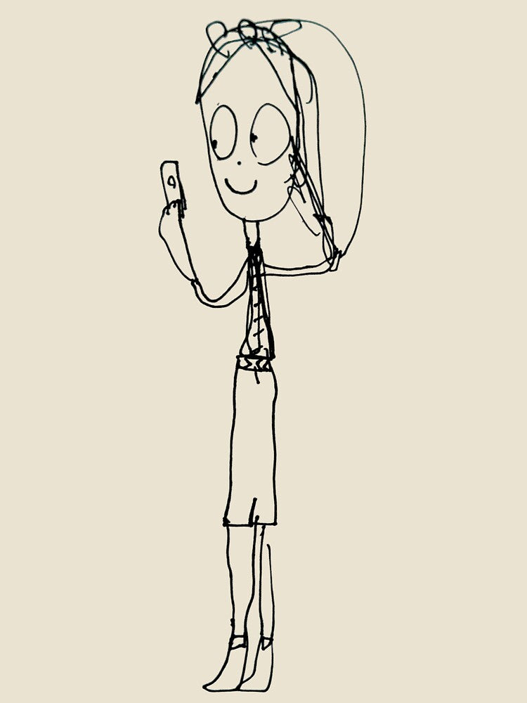 Cool Selfie Girl Cartoon Sketch by Happy-Kidoodles