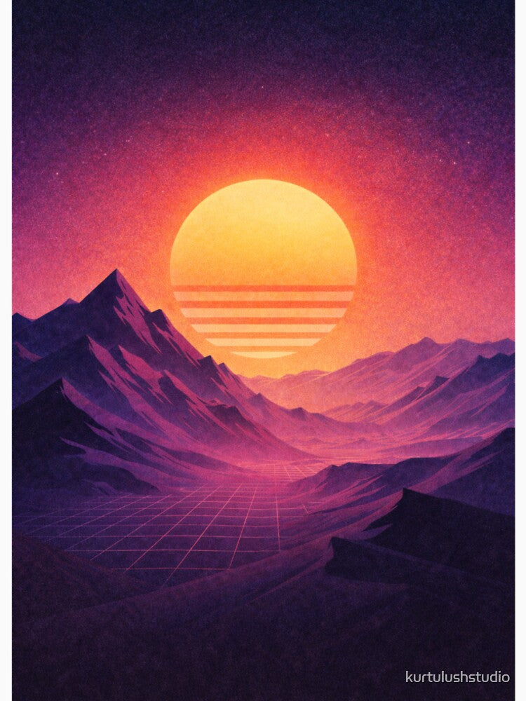 Retrowave Neon Mountains by kurtulushstudio