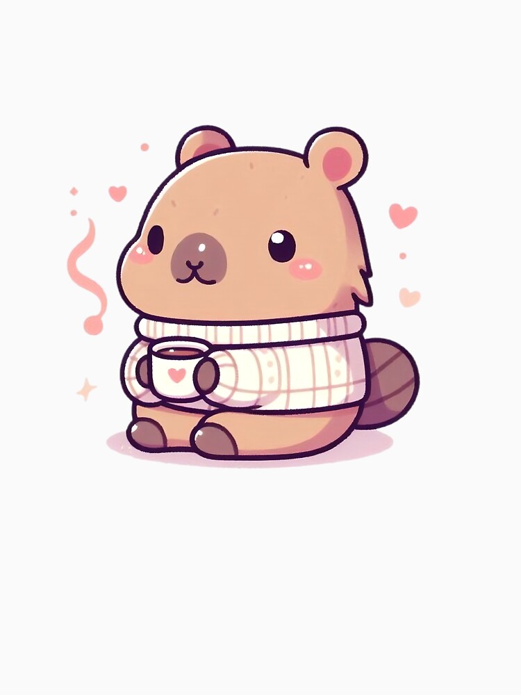 Cute Zen Capybara with Coffee Cup by PixelAIStudio