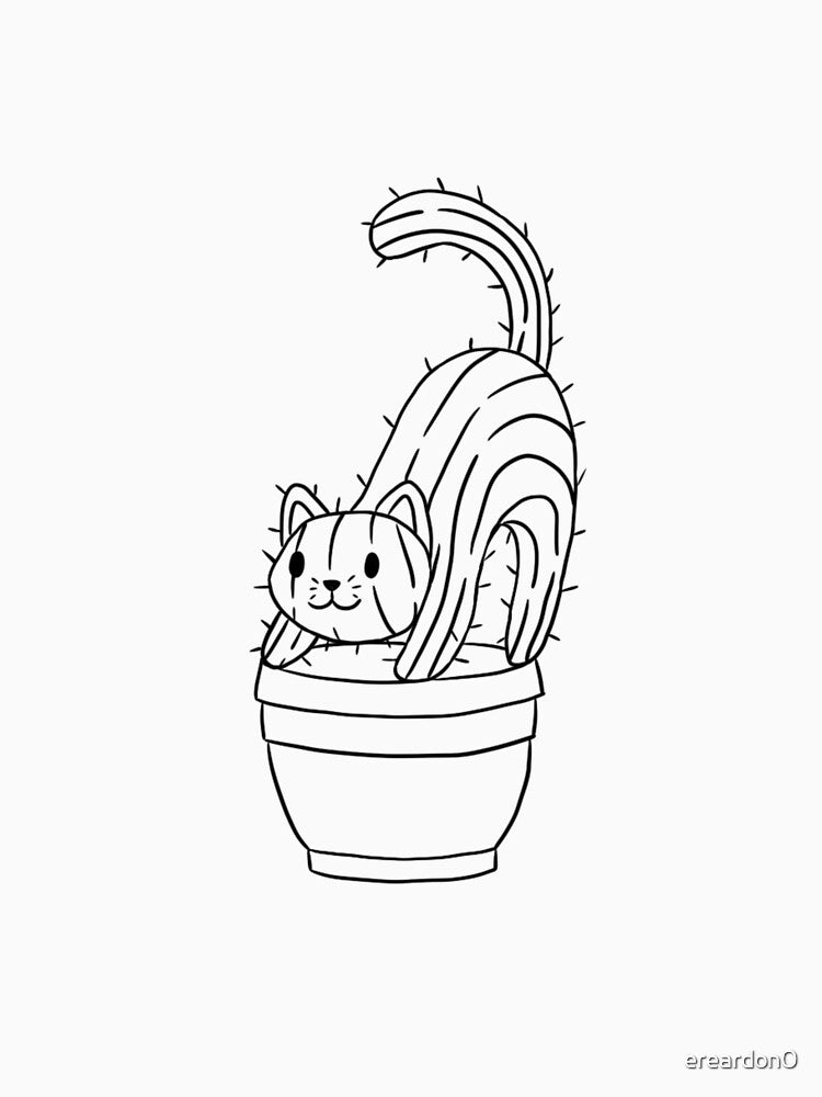 Black and White Cat Cactus - "Catcus" by ereardon0
