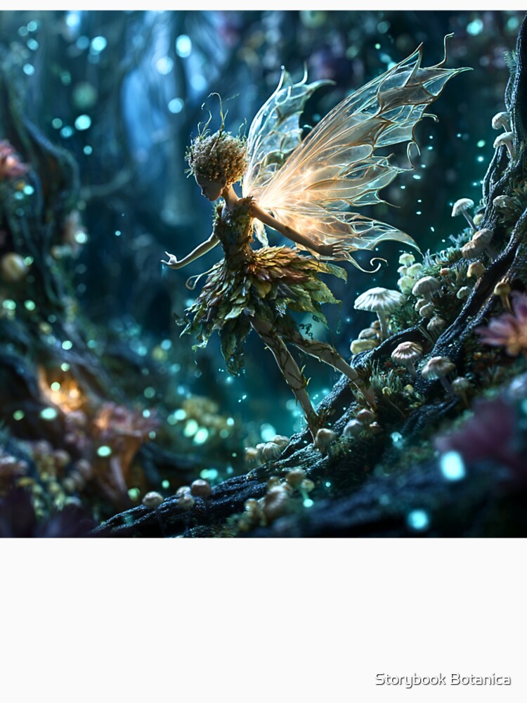 Mystical Forest Fairy With Glowing Wings by Storybook Botanica