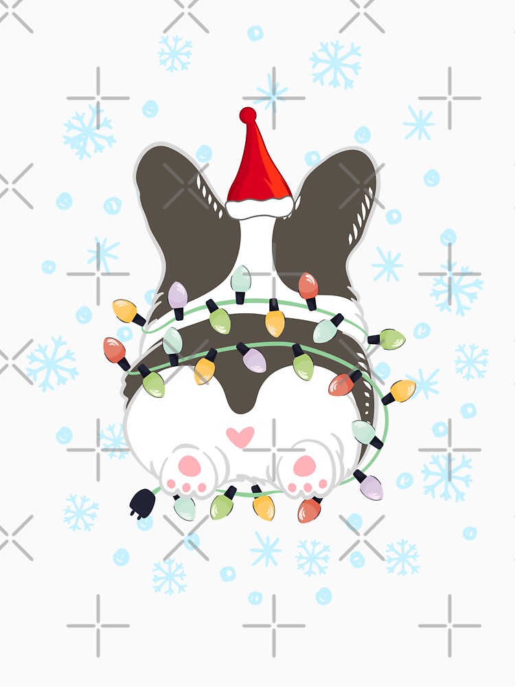 Cute Christmas Corgi Butt - Black and White by Lulupainting