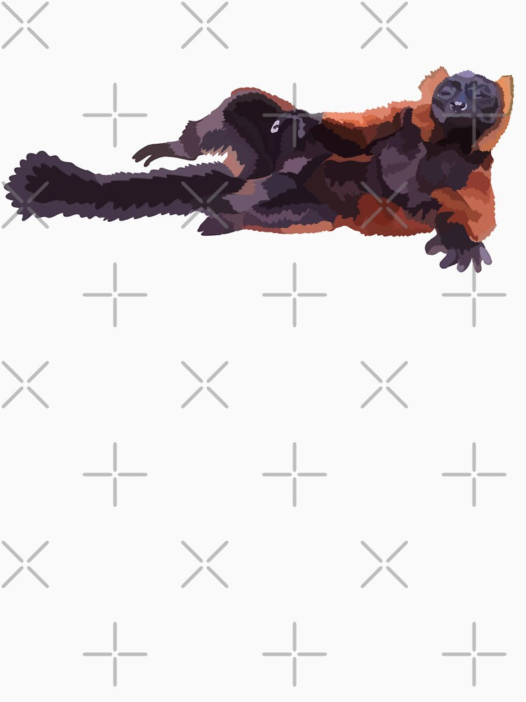 R is for Red Ruffed Lemur ,Red Ruffed Lemur Artwork – Vibrant Primate Illustration and Madagascar Wildlife Design by PrettylittlepastelUk