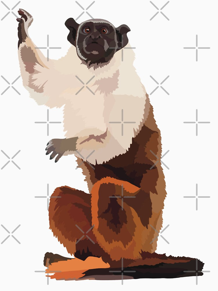 P is for Pied Tamarin,Pied Tamarin Artwork – Rare Primate Illustration and South American Wildlife Design by PrettylittlepastelUk