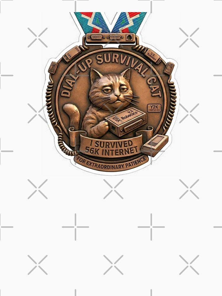 Dial-Up Survival Cat Metal Medal by Oommen Studio