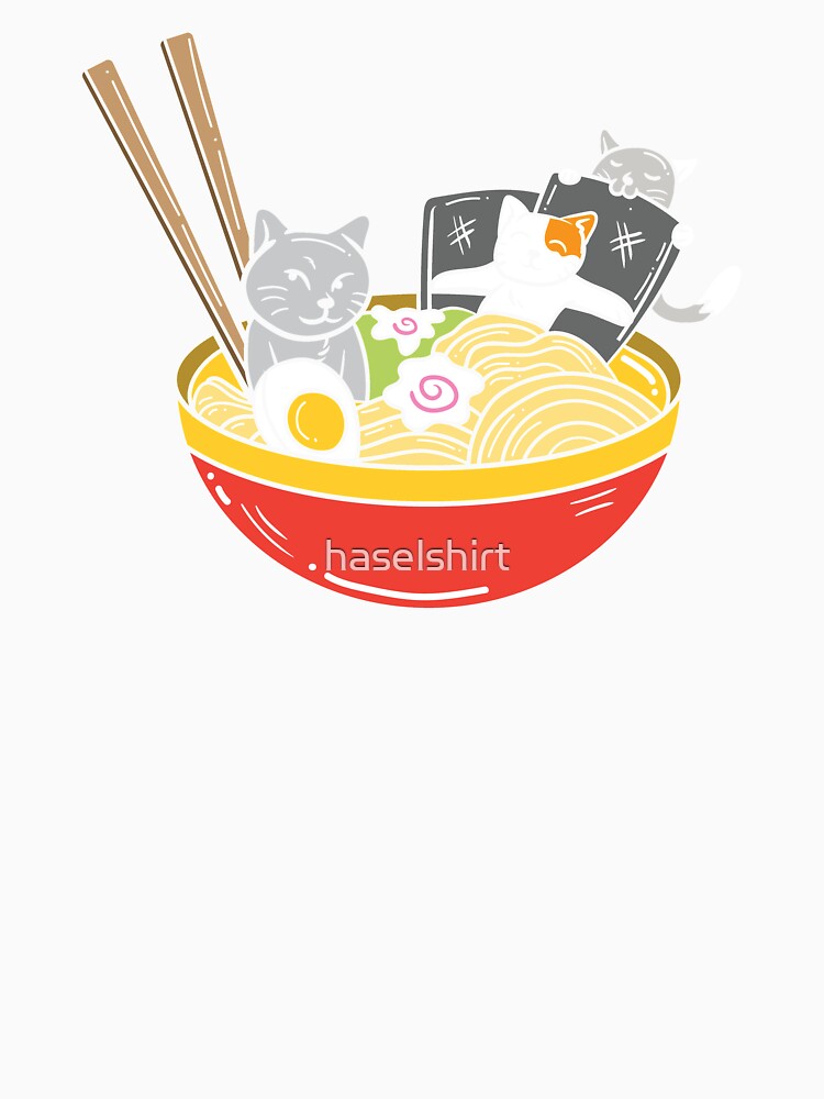 Anime Cat Japanese Ramen Noodles Foodie Gift by haselshirt