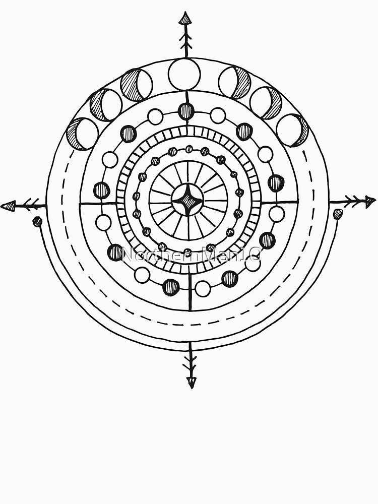 Lunar Compass | Phases of the Moon Cosmic Mandala by NorthernMan10