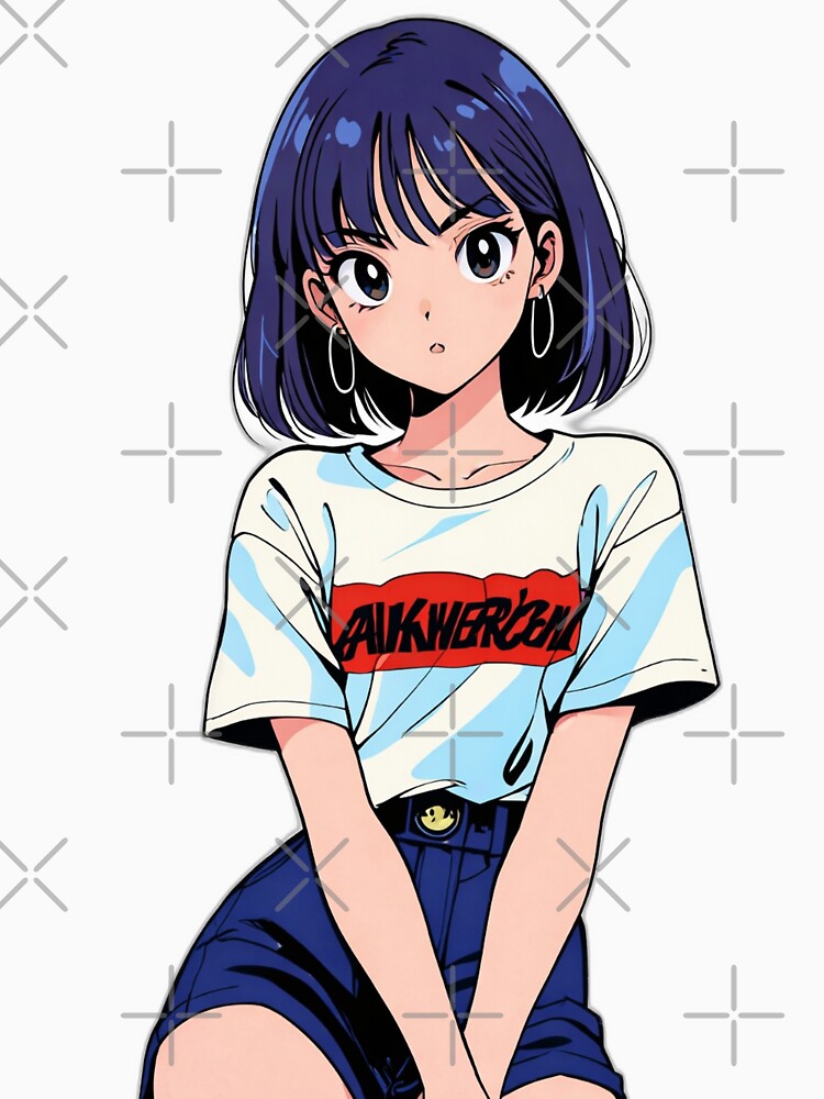 Retro 90s Anime Girl Minimal Aesthetic by ShadowsInk