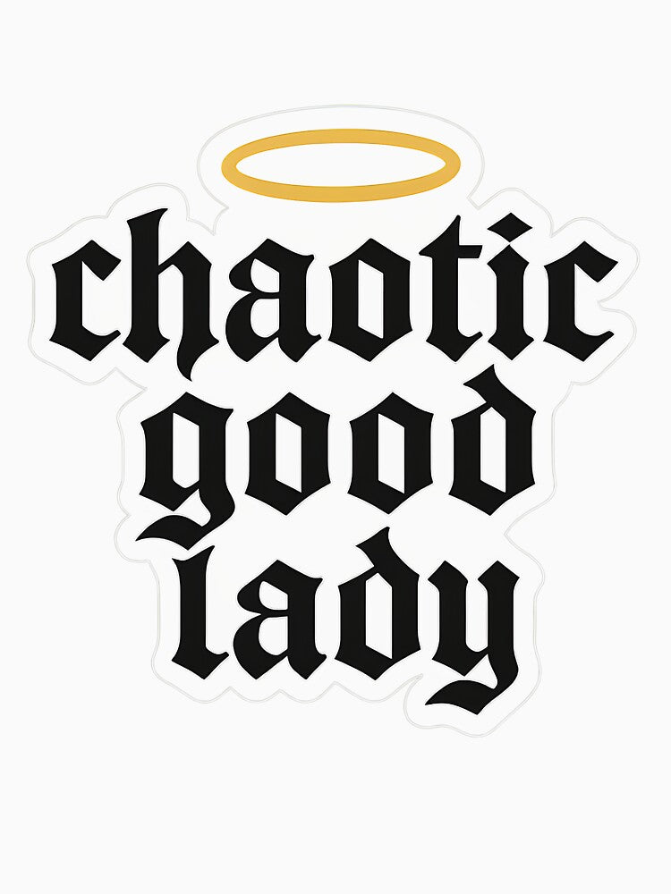 Chaotic Good Lady – Gothic Neon Halo Typography by Tommy's Arts