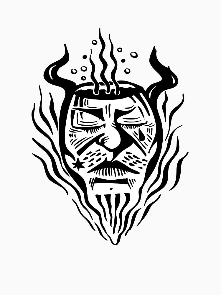 Burning Mind – Surreal Symbolic Character Illustration by BlackSolarArt