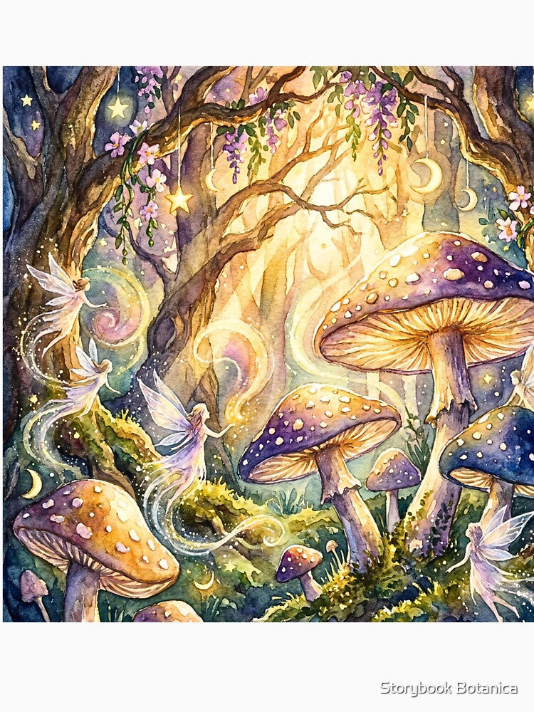 Enchanted Fairy Mushroom Moonlight Forest by Storybook Botanica
