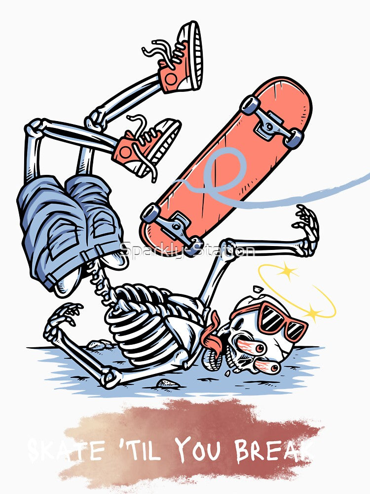 Skeleton Fall Skateboarding by Sparkly-Station