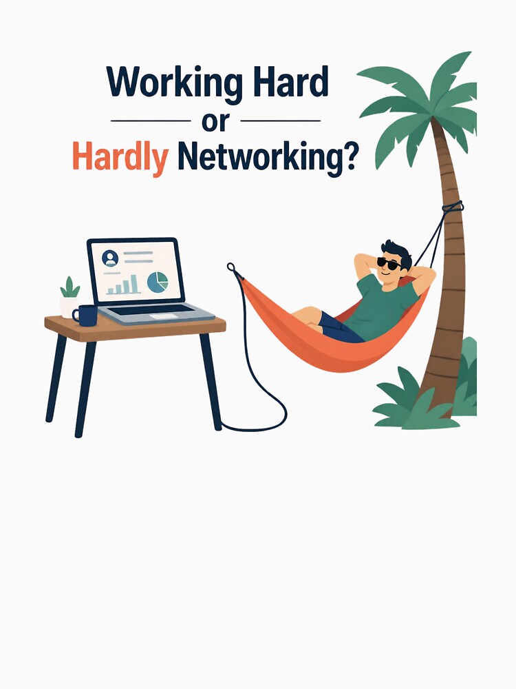 Working Hard or Hardly Networking? Funny Remote Work Illustration by Cerys-GS