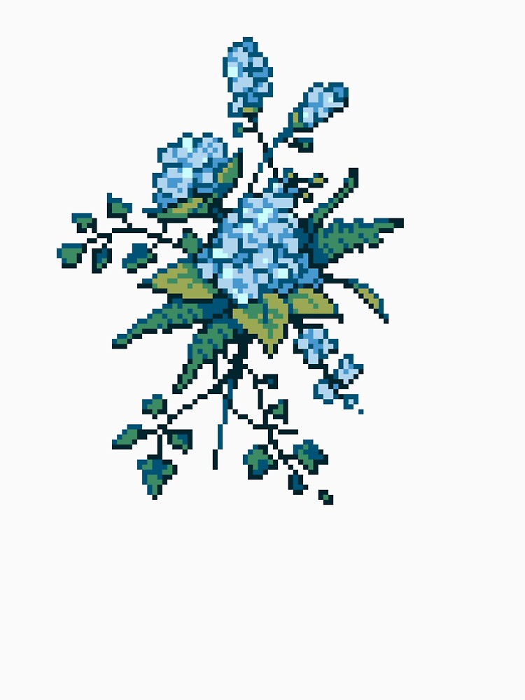 Pixel Floral - Arrangement in Blue (light) by theCatghost
