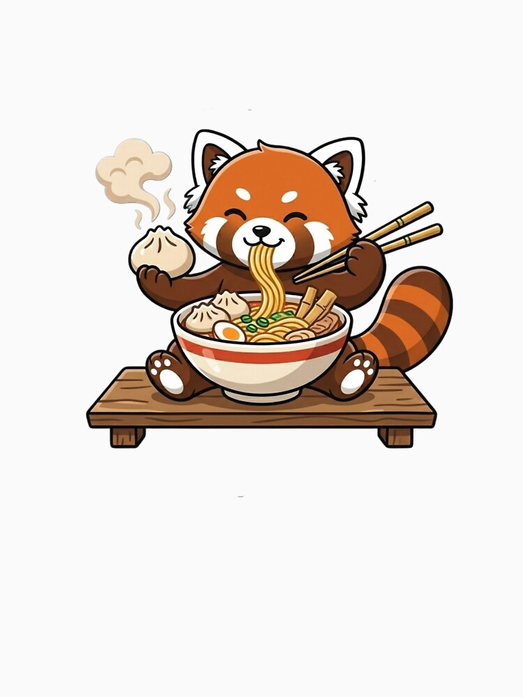 Cute Red Panda Eating Ramen – Kawaii Ramen Lover Foodie Animal Design by snaperos