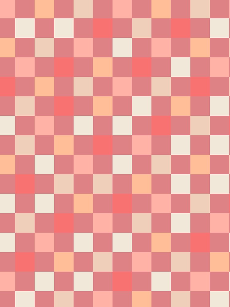 Checkered Check Checkerboard Pattern in Pink Blush Peach Plum Tones by kierkegaard