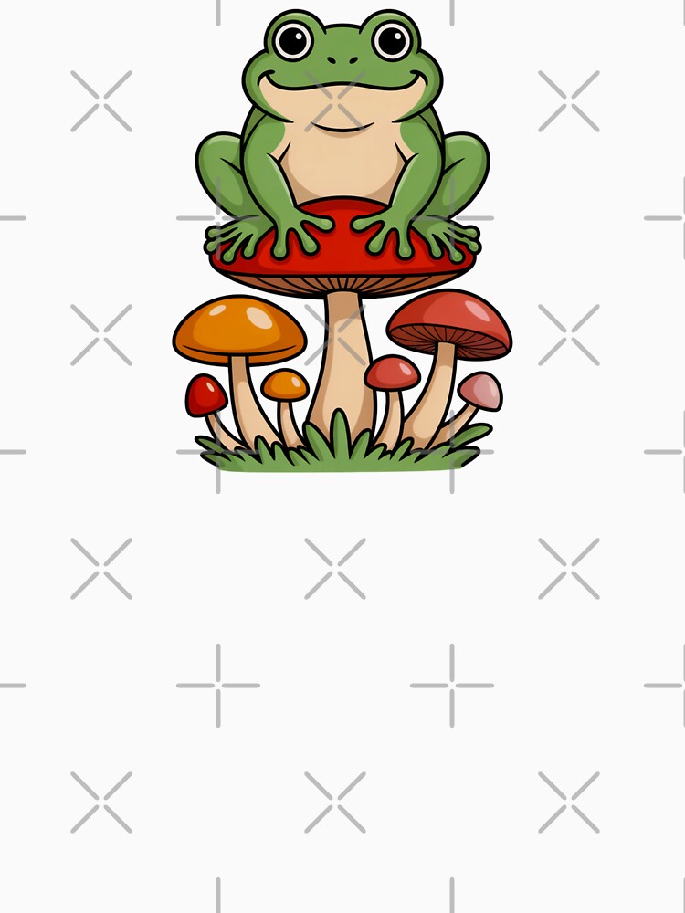 Happy Frog on a Mushroom – Cute Cartoon Forest Design by AldenTees