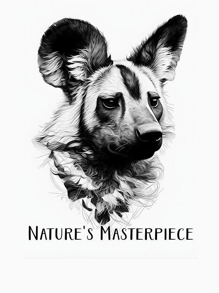 African Wild Dog Sketch Nature Portrait. by Mr Lee