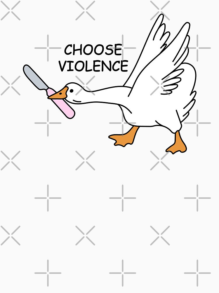 Silly goose with knife. Choose Violence. Funny. by CoCoArt-Ua
