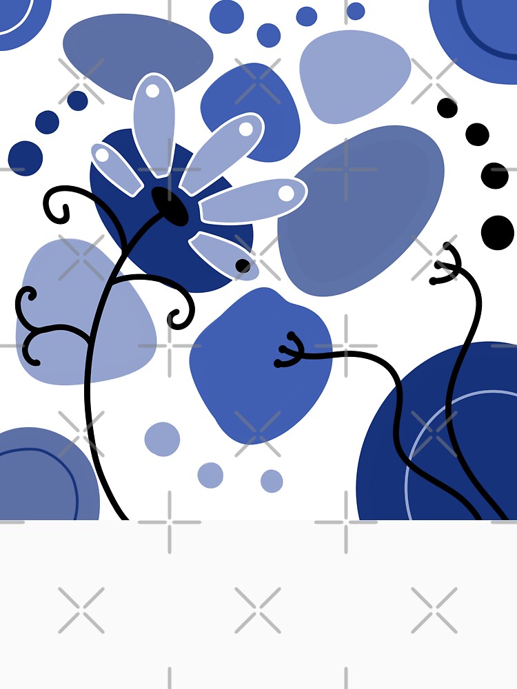 Vibrant Blue Whimsical Boho Flower Design by Sartoris Art