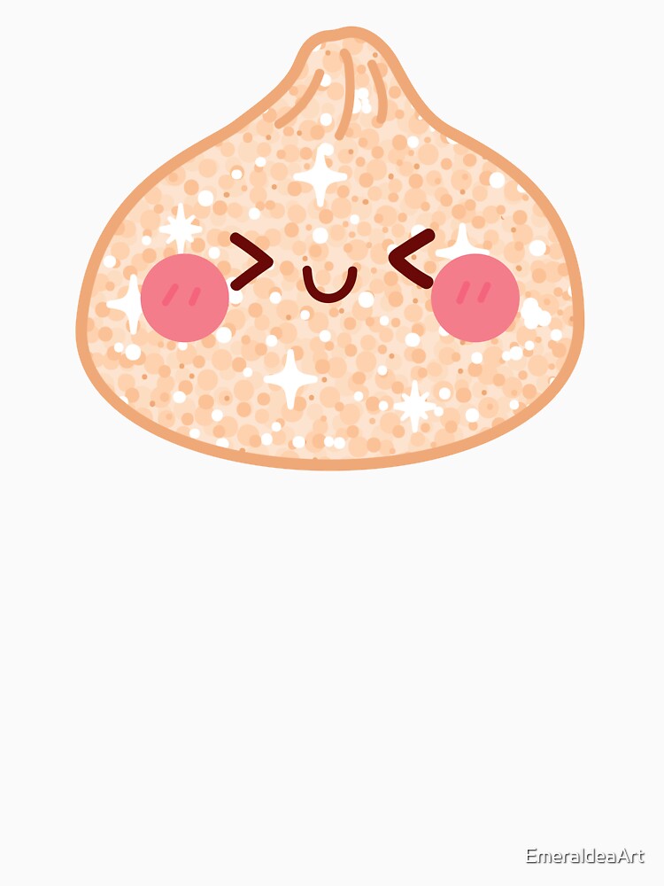 Peach Orange Gold Glitter squishy Dumpling – Cute Kawaii Food Character Design by EmeraldeaArt