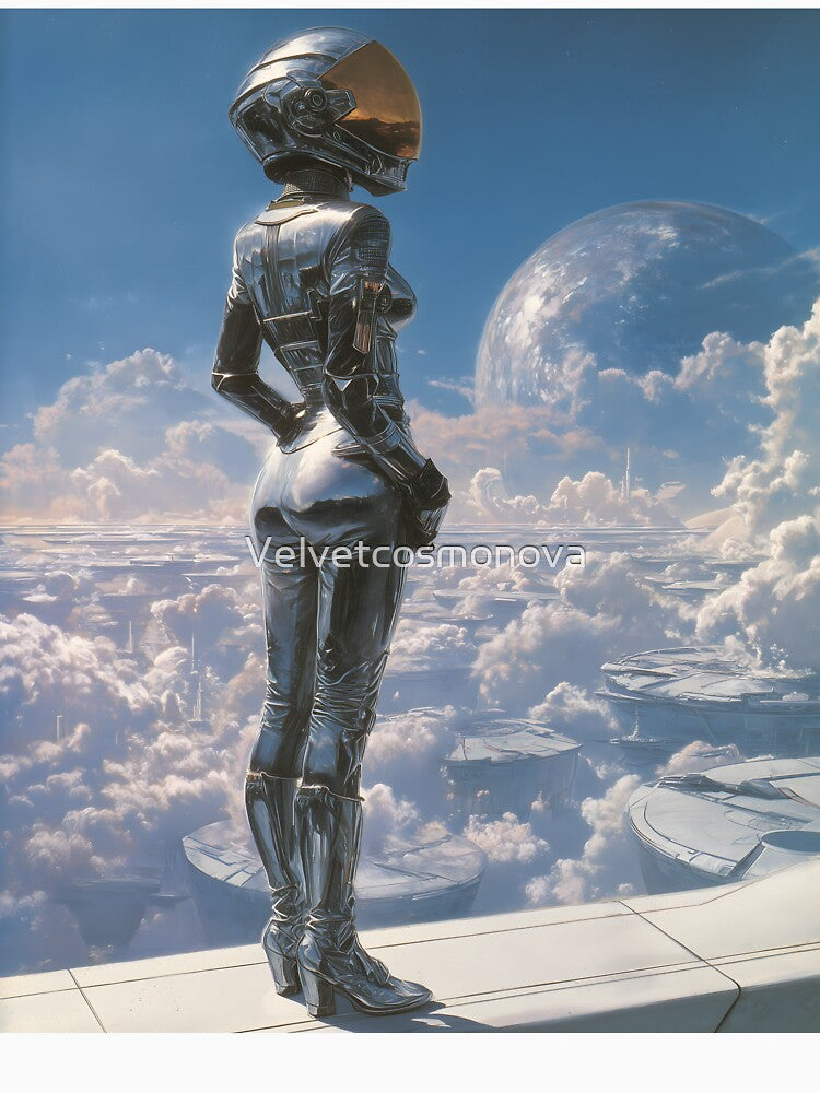 Futuristic Chrome Woman Poster | Retrofuturism Sci-Fi Art | Space Age Wall Decor 3 by Velvetcosmonova