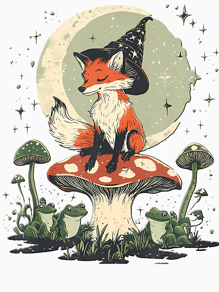 Fox With Frog On Mushroom by KelseyYasuko