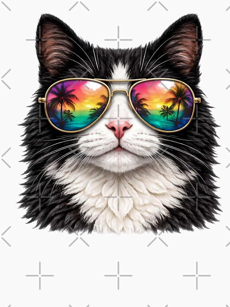 Tuxedo Cat - Retro Sunglasses by Myra365Art