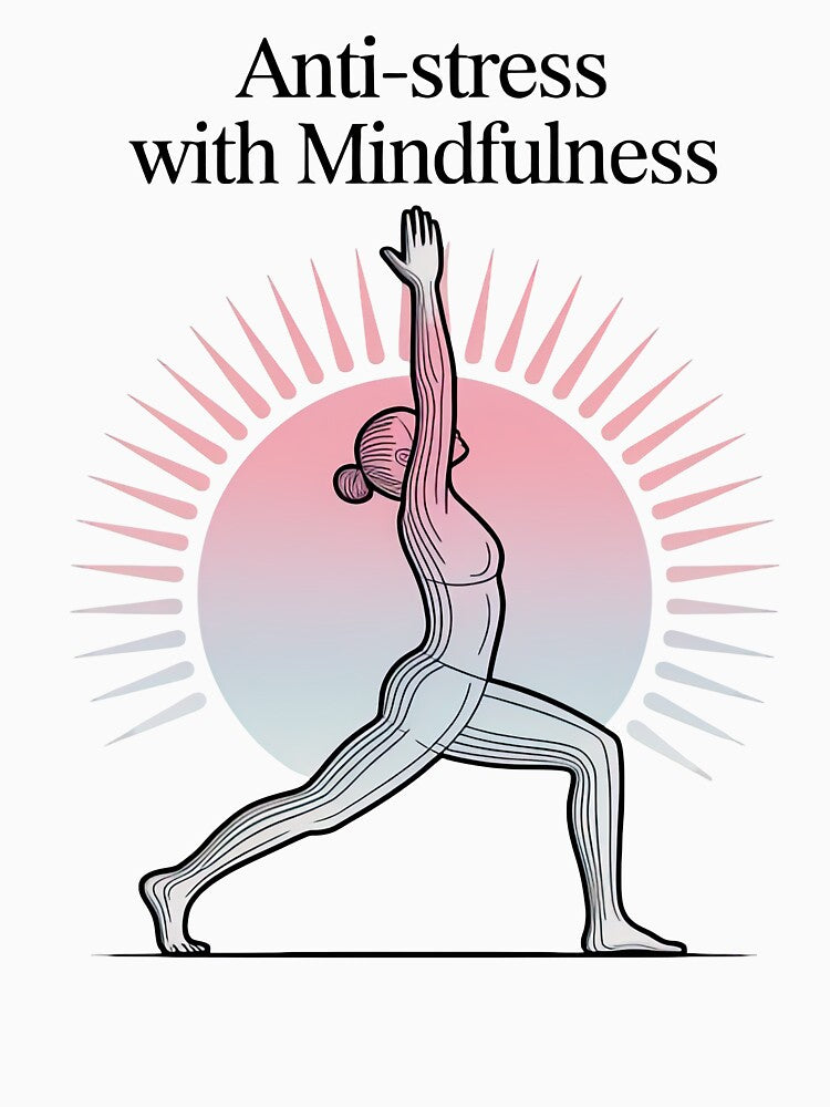 Anti-stress with Mindfulness Pose Sunray Illustration for Yoga by 108stillness