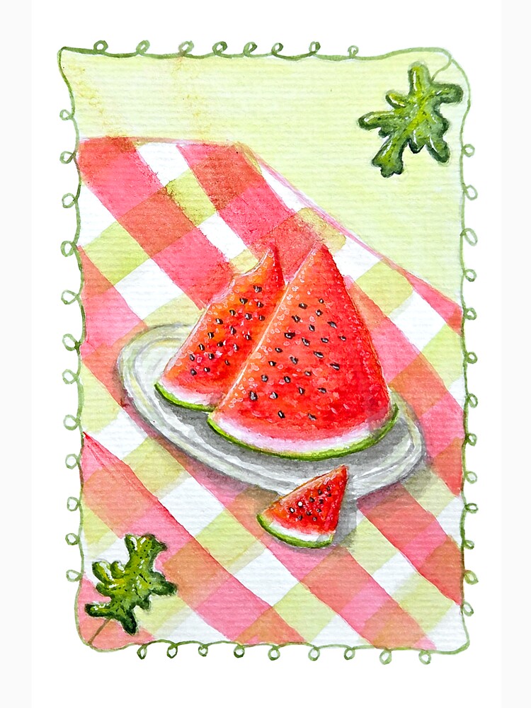 Watermelon Picnic Watercolor Illustration | Cozy Summer Art by Moo Ilustra