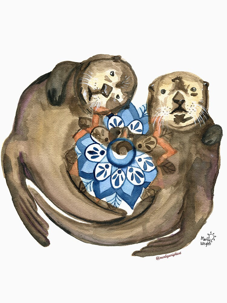 Two Otters by marleywrightart