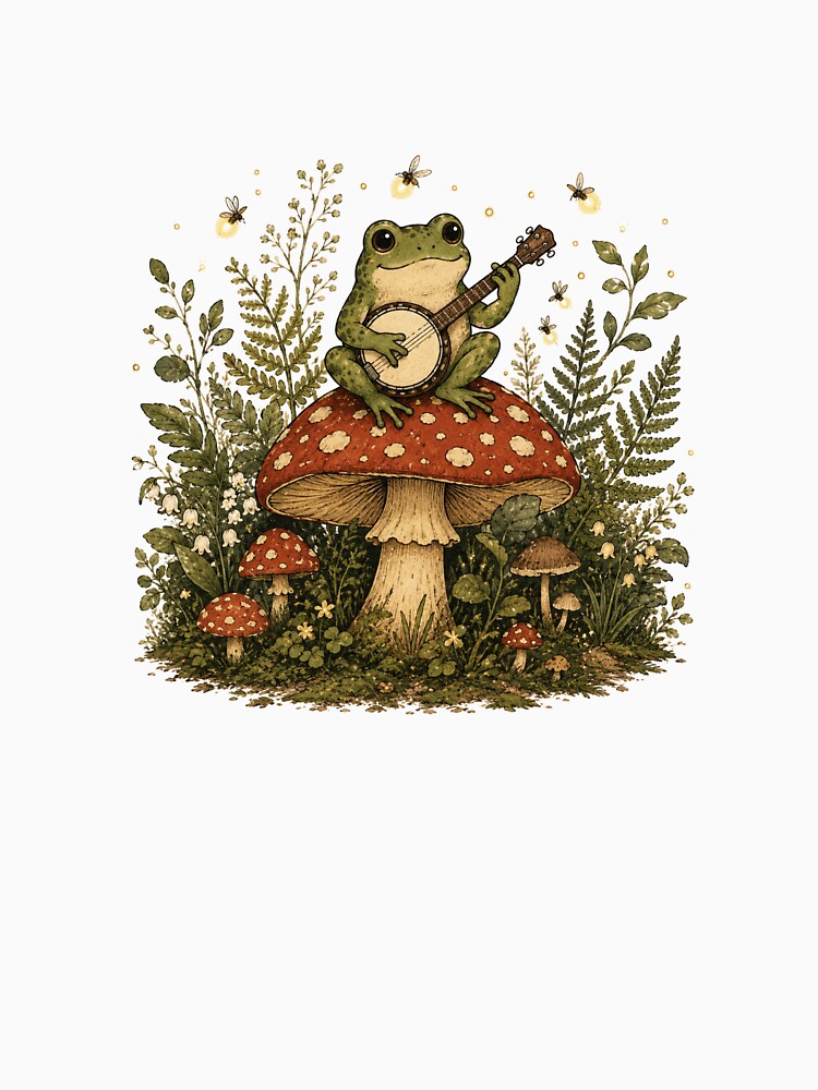 Frog Playing Banjo on Mushroom by NeoSakura